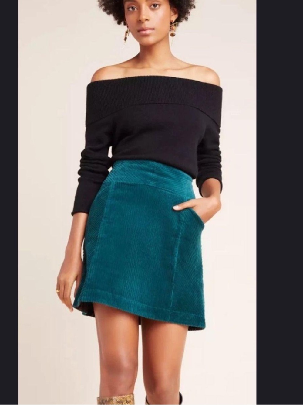 Maeve Slim Corduroy Velvet Mini Skirt